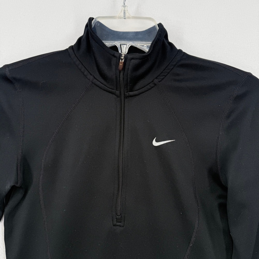 Nike Dri Fit Women's‎ Shirt Black Half Zip Athletic Top Just Do It XS Running - Picture 2 of 11